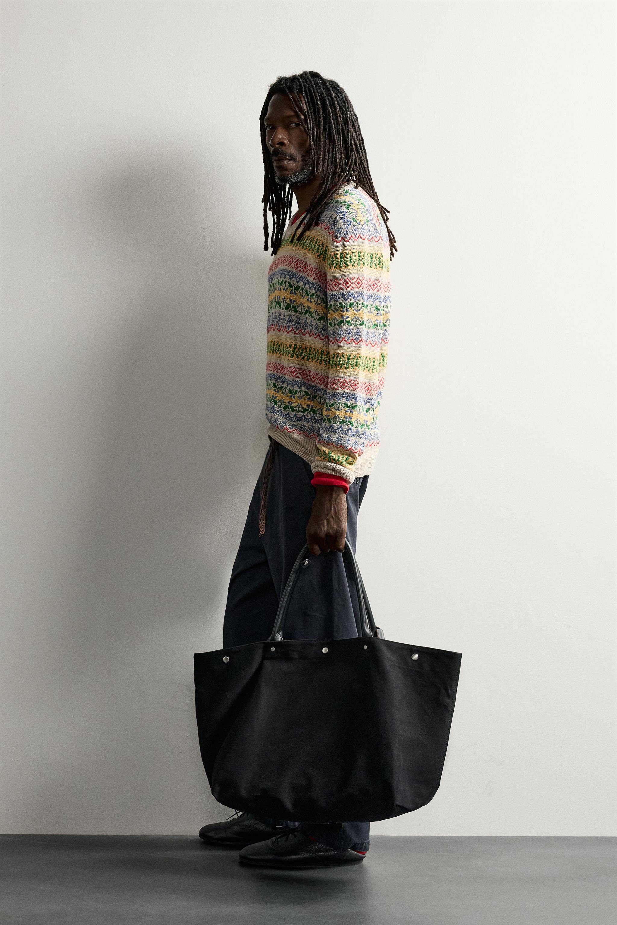 AARON LEVINE X ZARA 100% LINEN GEOMETRIC JACQUARD SWEATER